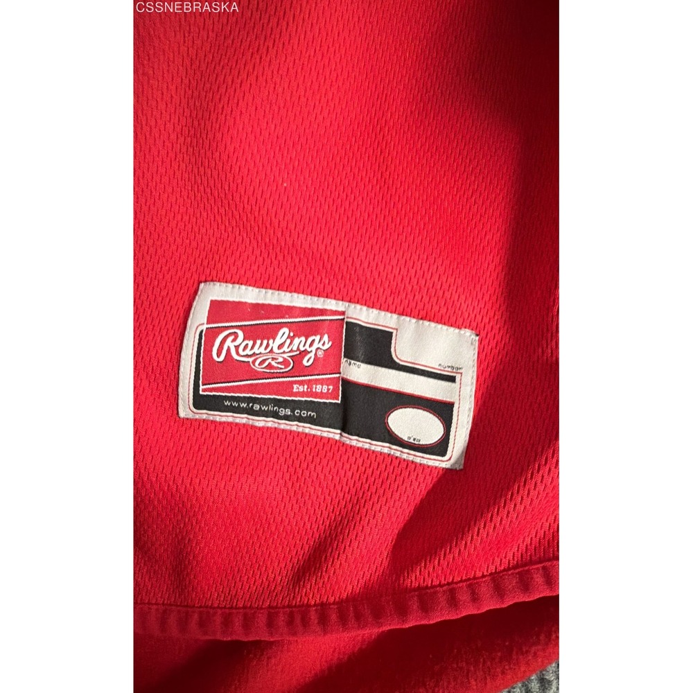 Rawlings Red Mens Baseball Jersey Pullover Training Shirt 2XL Phillies Logo - Picture 8 of 11